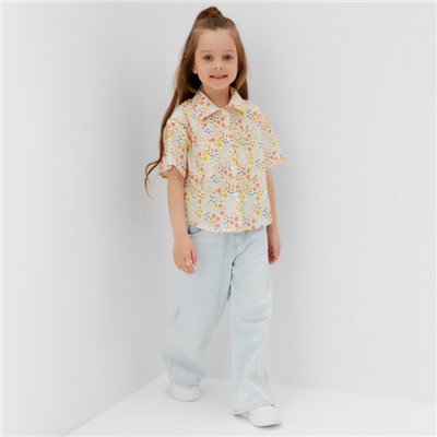 Рубашка для девочки KAFTAN «Цветы», размер 34 (122-128 см), жёлтая