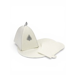 Набор для бани и сауны в косметичке, 3 предмета: шапка, рукавица, коврик, войлок