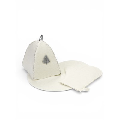 Набор для бани и сауны в косметичке, 3 предмета: шапка, рукавица, коврик, войлок