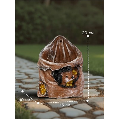 Декоративное кашпо из гипса «Ёжик в мешочке с кукурузой», 0.18 л, 13.2×11×20 см