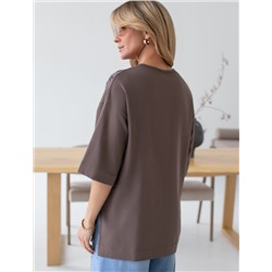 Футболка оверсайз с принтом пайетками из премиального хлопка с эластаном