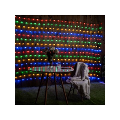 Гирлянда «Сеть» 2×3 м, IP44, УМС, тёмная нить, 384 LED, свечение мульти, 220 В