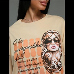 Футболка Амина (Бежевый матрёшка)