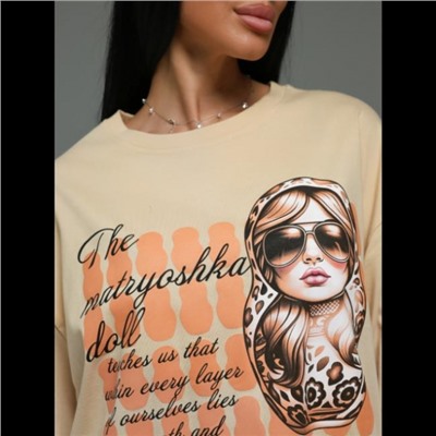 Футболка Амина (Бежевый матрёшка)