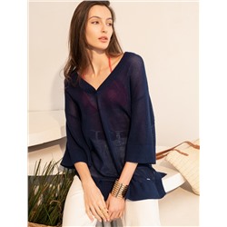 Пляжная туника полупрозрачной вязки из хлопка с вискозой