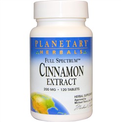 Planetary Herbals, Экстракт корицы полного спектра, 200 мг, 120 таблеток