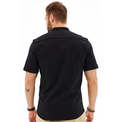 Мужская льняная рубашка с воротником-стойкой Happyfox