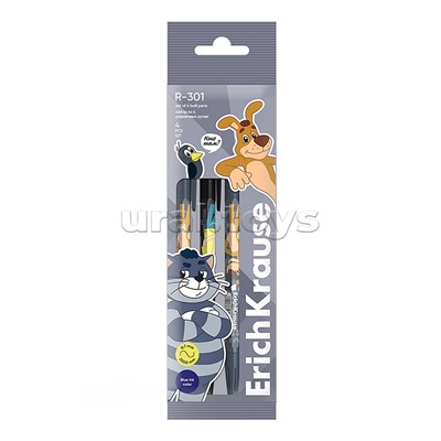 Набор из 4 ручек шариковых Stick&Grip Простоквашино 0.7, цвет чернил синий