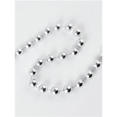 Бусы на нитях, 12 мм, 2 м, цвет серебряный
