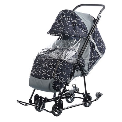 Санки-коляска Снежинка универсал-1 (круги на черном) БУ  лямки - оторваны