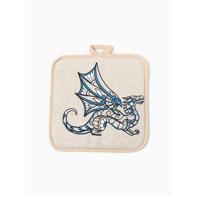 Набор новогодний кухонный: полотенце 35×60, прихватка 18×18, лён 50%, хлопок 50%, 160 г/м²