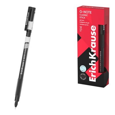 Ручка гелевая 0.5 G-Note Stick Classic черная 63690 ErichKrause
