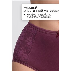 Набор трусов OIRO 3905 хлопковые с цветочным узором 3 шт (Бежевый, бордовый, черный)