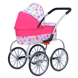 Коляска-люлька для кукол, металлическая, цвет розовые круги, в пакете