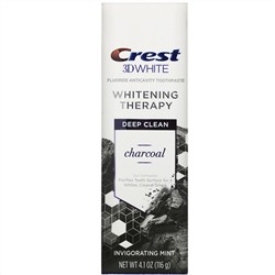 Crest, 3D White, отбеливающая зубная паста против кариеса с фтором, зубной пастой, древесным углем и бодрящей мятой, 4,1 унции (116 г)