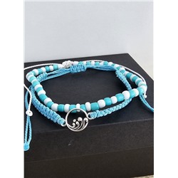 Браслет регулируемый на руку, состоит из 2 браслетов, цвет: голубой, арт.002.087