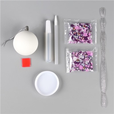 УЦЕНКА Набор для декора елочного шара полубусинами, фиолетовый