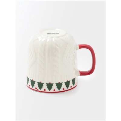 Кружка Доляна «Уютный новый год. Ёлка», 370 мл, фарфор, белая
