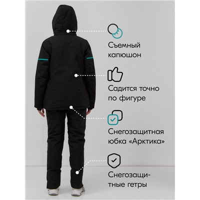 Горнолыжный костюм женский зимний черного цвета 001_1Ch