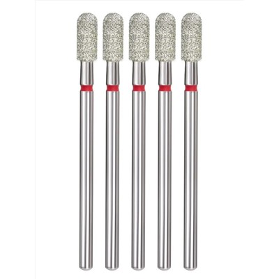 MANITA Фреза алмазная цилиндр закругленный для аппаратного маникюра 856.104.141.080.035 ФАЦС-3.5-8М, красная насечка, ø 3,5 мм, 5 шт. 28336