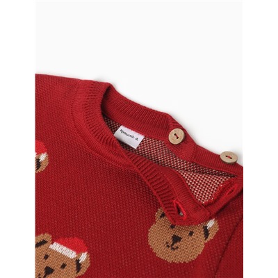 Джемпер вязаный новогодний «Крошка Я. Новогодние медвежата», рост 68-74 см, красный