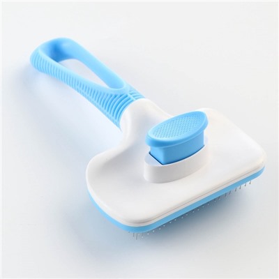 Пуходёрка Пижон Premium, 10×19 см, с каплями, с самоочисткой, облегчённая, пластик, голубая