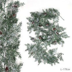 Гирлянда из елочных веток искусственная 178 см / SDTT108A /уп 25/100/с шишками и снег