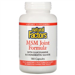 Natural Factors, средство для суставов с МСМ, 180 капсул