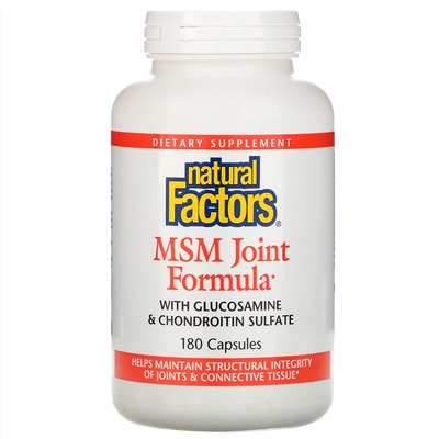 Natural Factors, средство для суставов с МСМ, 180 капсул