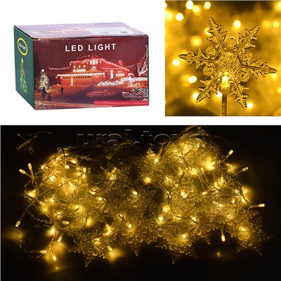 Электрогирлянда-занавес "Снежинки" 3м, 96 ламп, светодиодная, теплый