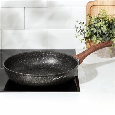 Сковорода KUKMARA Granit Ultra original, d=28 см, пластиковая ручка, антипригарное покрытие, алюминий, чёрная