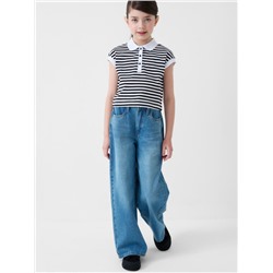 Джемпер трикотажный с воротником поло для девочек