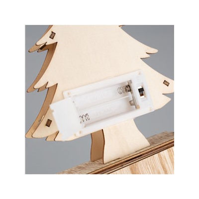 Светодиодная фигура «Ёлка со снеговиком» 12×20×5 см, дерево, батарейки АААх2 (не в комплекте), свечение тёплое белое