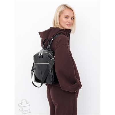 Рюкзак женский кожаный 21021 black Polina&Eiterou