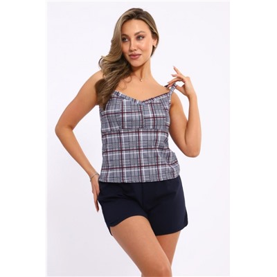 Пижама с шортами "Лето" 042-15 (Синий/клетка)