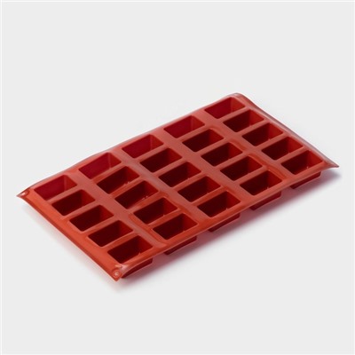 Форма для выпечки Доляна «Сладости.Батончик», силикон, 30×17×2 см (4×2.3×2 см), 25 ячеек, коричневая