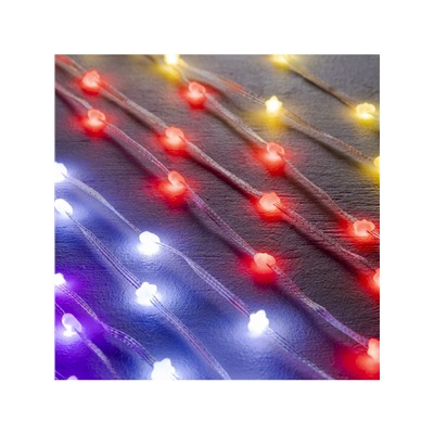 Умная гирлянда «Нить» 5 м роса с насадками «Звёздочки», IP20, серебристая нить, 50 LED, пульт ДУ, приложение, свечение RGB, USB