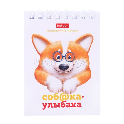 Блокнот 40л А7 клетка "Соб@ка-улыбака"