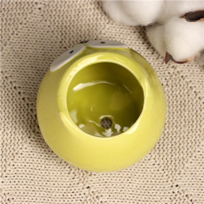 Декоративный горшок для цветов «Сова Гриня», керамический, 150 мл, 5×6 см, жёлтый