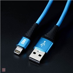 Кабель для зарядки Спираль iP, 2 м, 2.4А, быстрая зарядка, 3 цвета