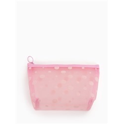 Косметичка DOTs, с рисунком, сетка, на молнии, розовая