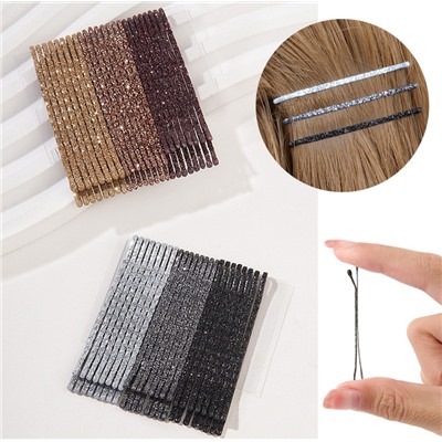 Невидимки для волос блестящие, Набор 24 штуки, длина 5 см.