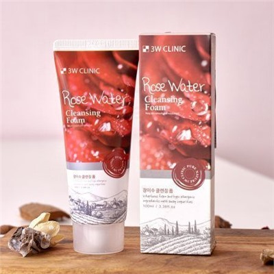 3W Clinic Пенка для умывания с розовой водой - Rose water foam cleansing, 100мл