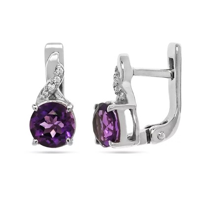 Серьги из серебра аметист, Ю-Жаворонок