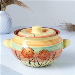 Жаровня Кунгурская керамика, 2 л, с ручками, разноцветная
