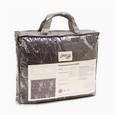 Покрывало 2-спальное LoveLife Gray marble, 180×210±5 см, микрофайбер