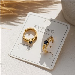 Серьги коллекция "Xuping" покрытие позолота, вставка: фианиты, цвет: прозрачный и синий, арт.004.095