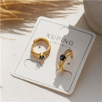 Серьги коллекция "Xuping" покрытие позолота, вставка: фианиты, цвет: прозрачный и синий, арт.004.095