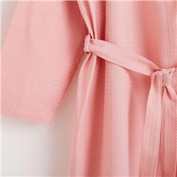 Халат вафельный женский удлинённый Экономь и Я размер 42-44, цвет пудра, 100% хлопок, 200 г/м²