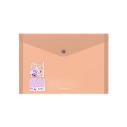 Папка  4 отд. на кнопке А4 61161 Matt Pastel Bloom 61161 прозрачная, ассорти ErichKrause